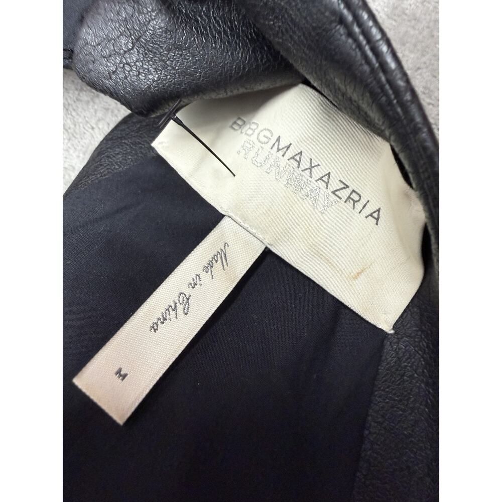 BCBGMAXAZRIA Runway Faux Leather Jumpsuit Black Moto Flare Medium - Picture 9 of 10